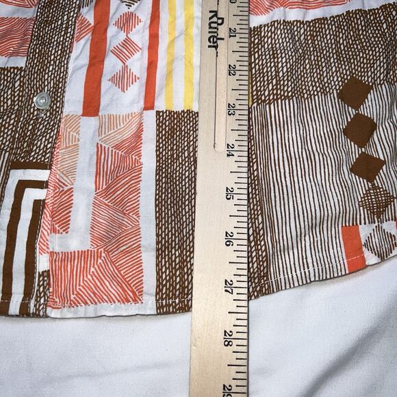 J. Mclaughlin Lois Blouse Size M Brown Orange Yellow Geometric Button Up LS NWOT - Picture 6 of 14